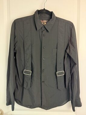 Comme des Garcons BLACK Black Collared Shirt with Stylish Straps